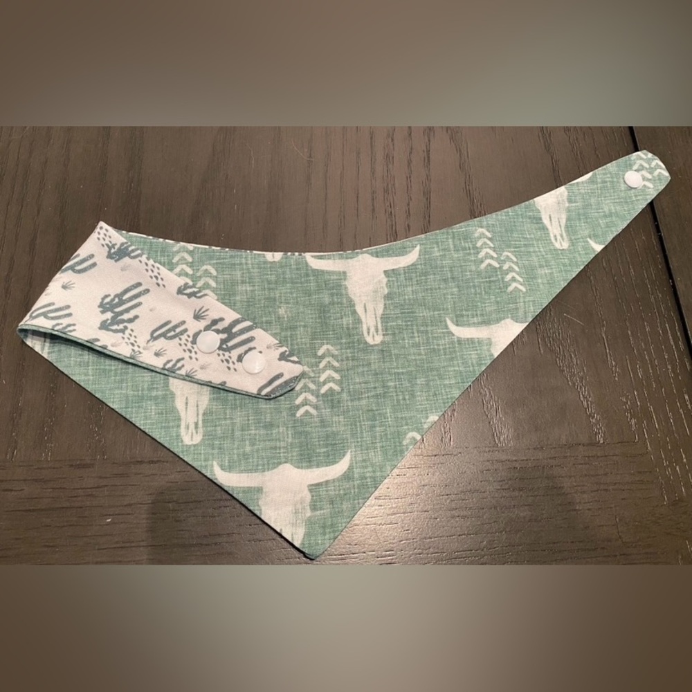 Sage western skull/ cactus double sided Dog bandana